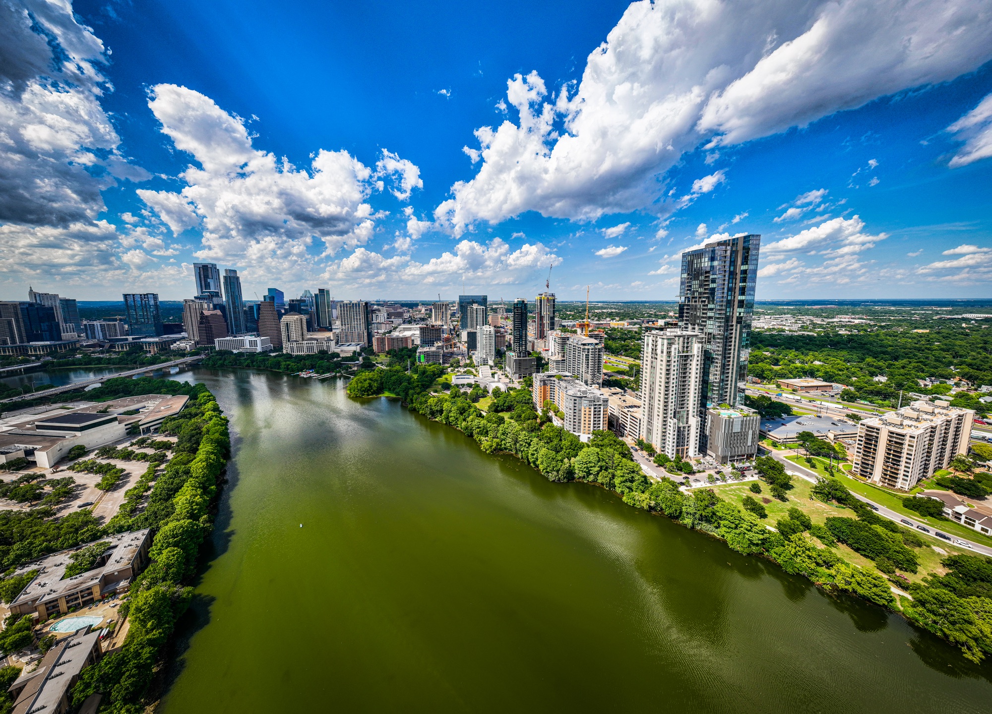 Aerial view of downtown Austin